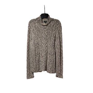 LRL Ralph Lauren Gray Cable Knit Mock Neck Chunky Sweater Sz XL